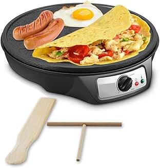 12-inch Non-Stick Electric Crepe Pan with Spreader and Spatula