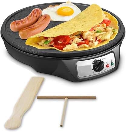 12-inch Non-Stick Electric Crepe Pan with Spreader and Spatula