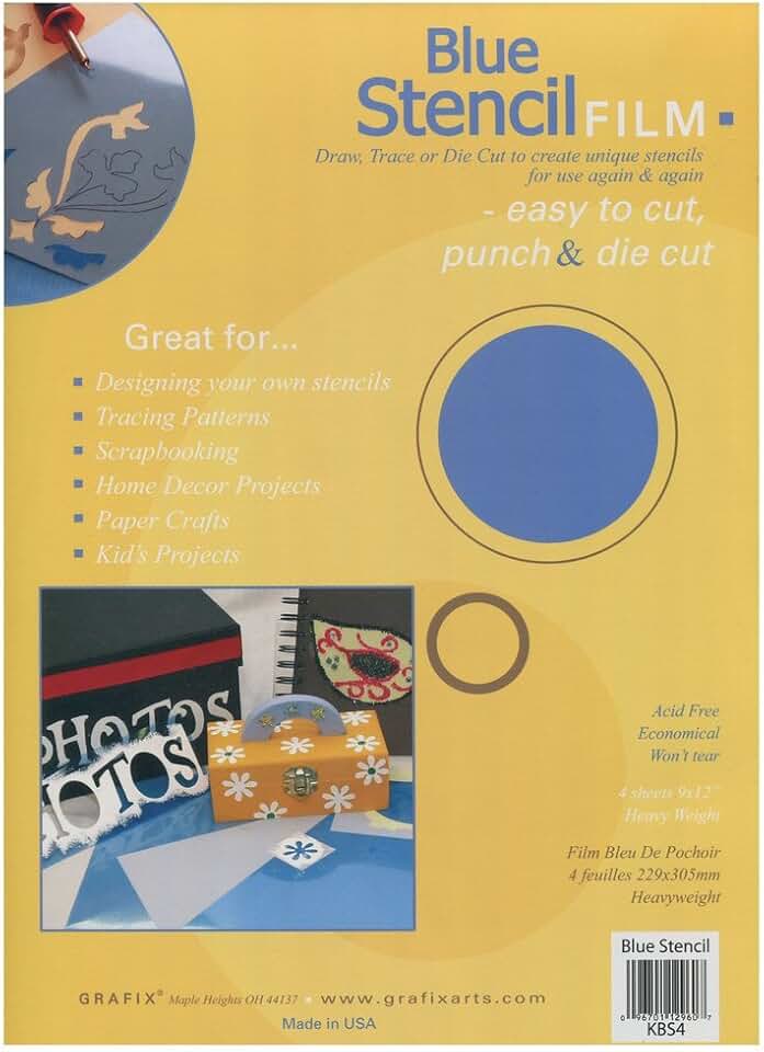 Blue stencil film, 9x12 inches, 4-pack