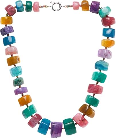 Handmade 14-18mm Natural Gemstone Beaded Necklace for Women