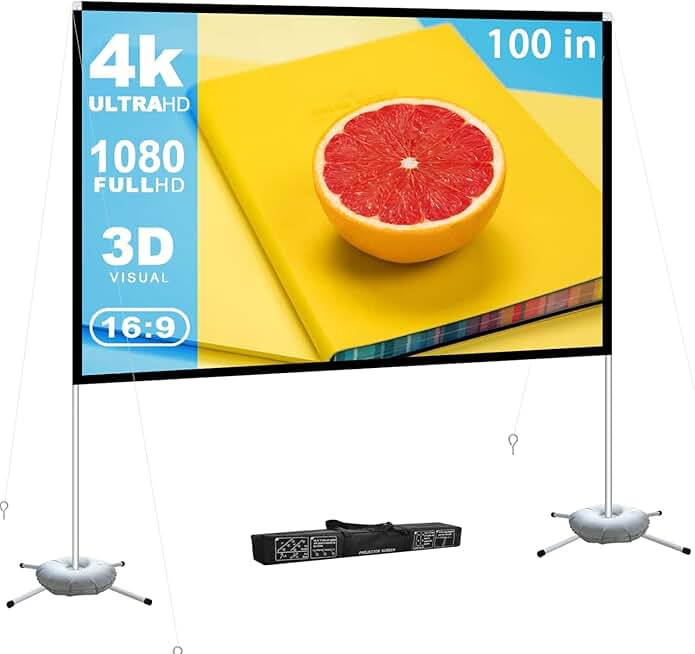 Foldable 100-Inch Outdoor Projector Screen for Camping and Travel
