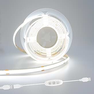 5V COB LED Strip Light, 6ft, Dimmable, Cool White