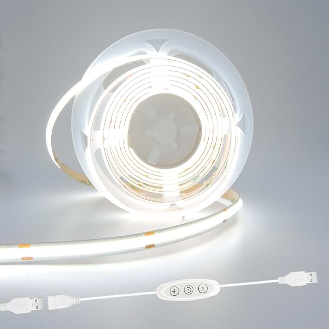 5V COB LED Strip Light, 6ft, Dimmable, Cool White