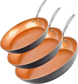 Three-piece ceramic frying pan set with nonstick coating