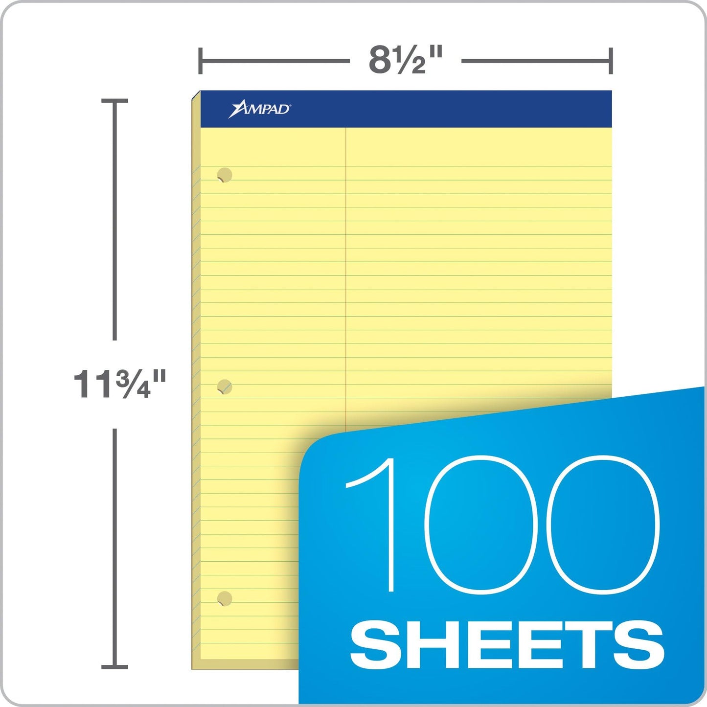 Double Sheets Legal Pad, Canary, 100 Sheets
