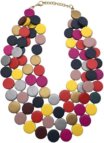 Multicolor Wooden Beaded Layered Necklace for Women