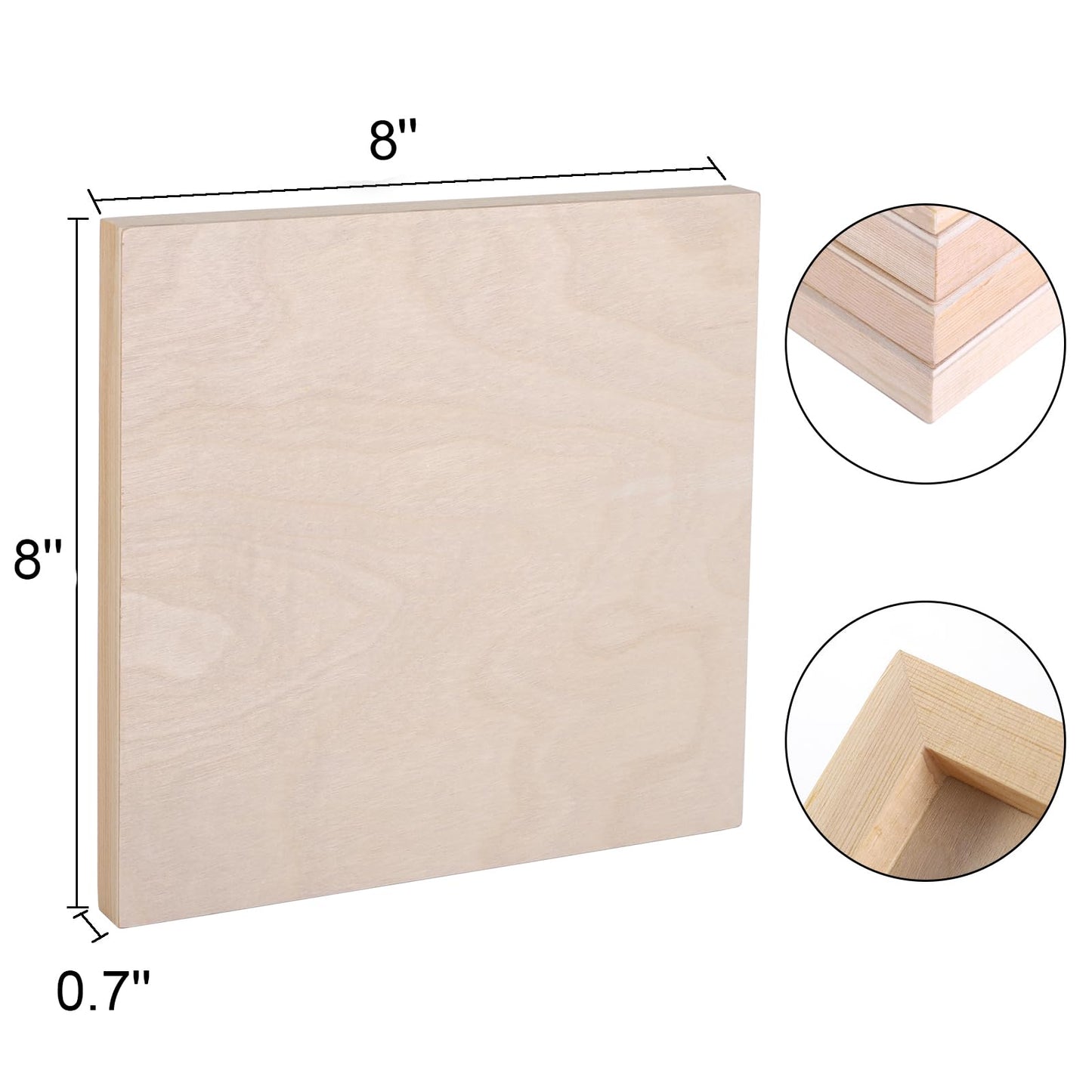 10 Pack Unfinished 8x8 Inch Birch Wood Panels