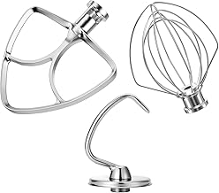 3-Piece Stainless Steel Mixer Attachments for 4.5-5QT Bowls