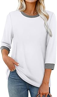 Women's 3/4 Sleeve Color Block Casual T-Shirt
