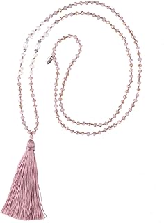 Handmade Long Tassel Necklace with Pearl and Crystal