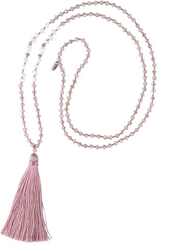 Handmade Long Tassel Necklace with Pearl and Crystal
