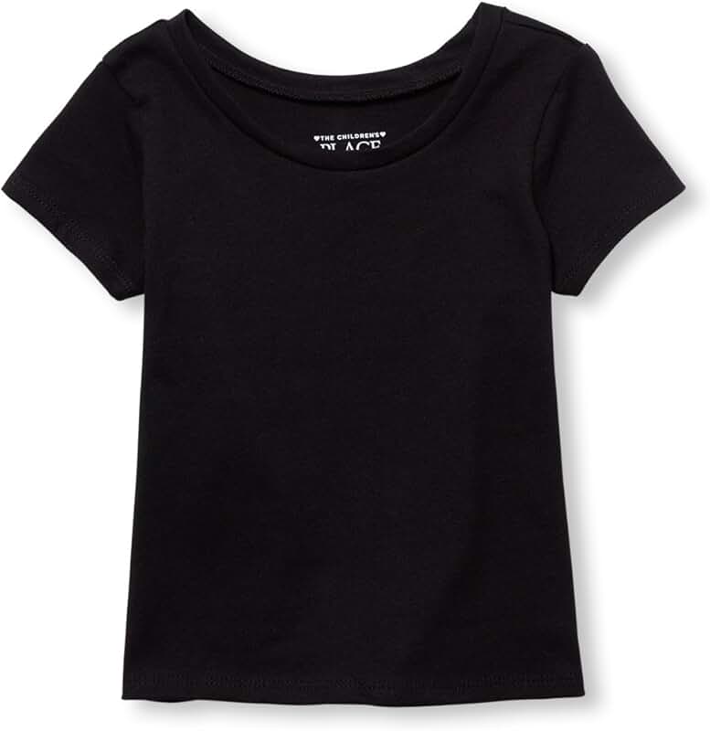Baby Girl and Toddler Short Sleeve Layering Tee, Black, 5T