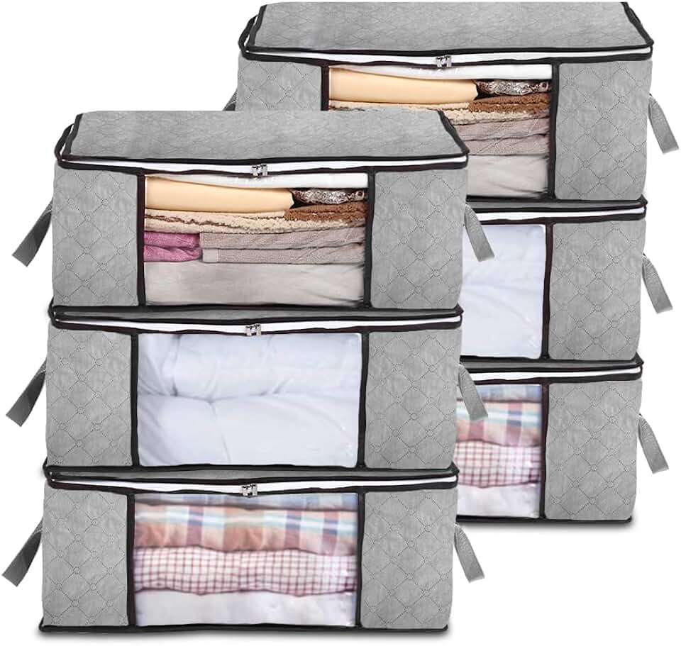 Six Foldable Closet Organizer Bags with Clear Windows