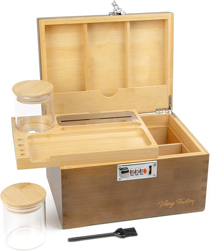 Decorative Bamboo Lock Organizer with Removable Tray