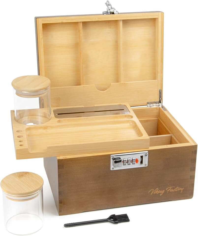 Decorative Bamboo Lock Organizer with Removable Tray
