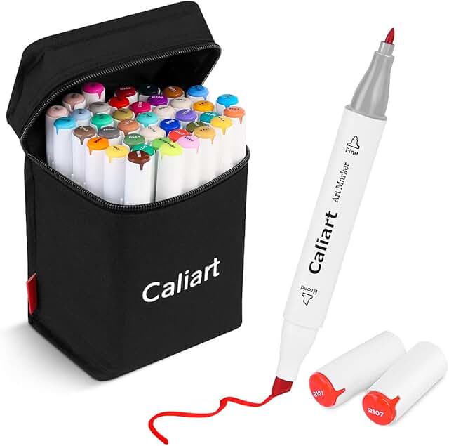 41-Color Alcohol-Based Art Marker Set for Drawing and Coloring