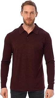 Men's Merino Wool Polo Shirt with Anti-Odor, Short and Long Sleeve