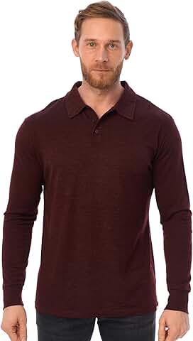 Men's Merino Wool Polo Shirt with Anti-Odor, Short and Long Sleeve