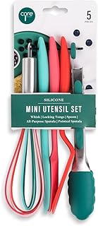 Mini Kitchen Utensil Set with Spatula, Whisk, Tongs