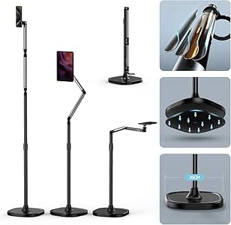 Magnetic Floor Phone and Tablet Stand with Adjustable Height