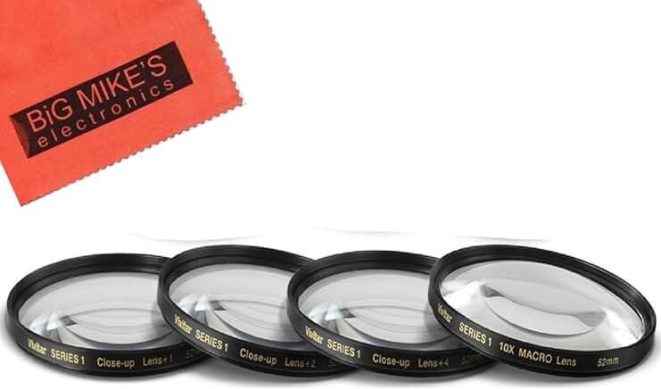 52mm Close-Up Filter Set with Magnification Kit and Cleaning Cloth