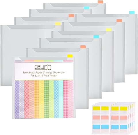 50-Piece Scrapbook Paper Storage Organizer with Sticky Tabs