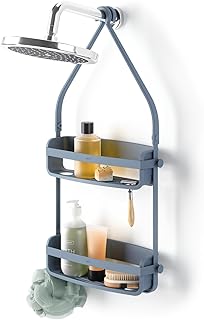 Flex Hanging Shower Caddy with 2 Shelves in Slate Blue