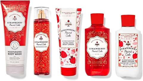 Strawberry Pound Cake Skin Care Set with Wash, Mist, Cream, and Lotion