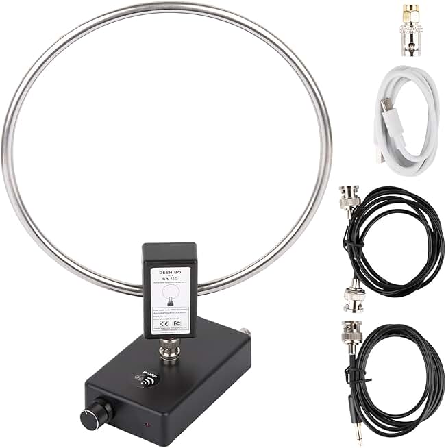Portable HF Loop Antenna with BNC Cable and Battery