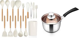 15-Piece Silicone Kitchen Utensils Set with Saucepan