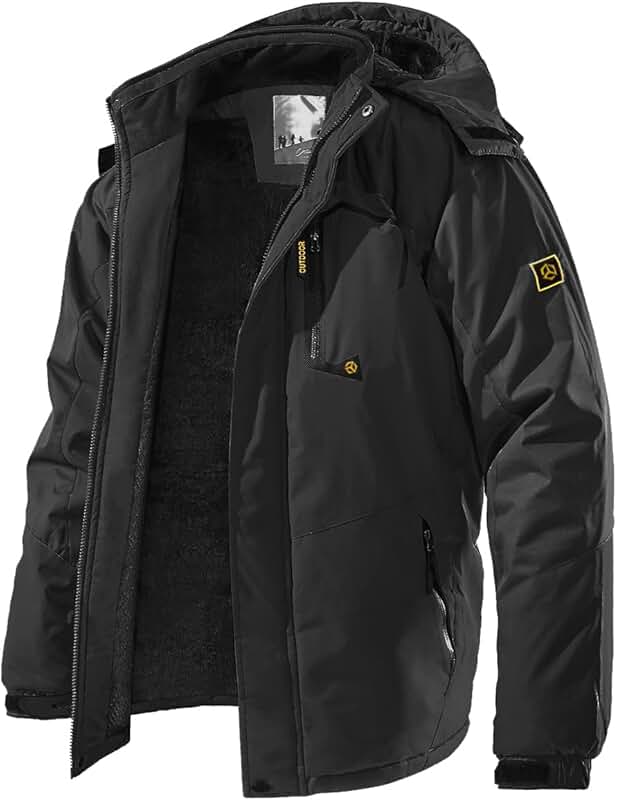 Men's Winter Ski Jacket with Fleece and Waterproof Features
