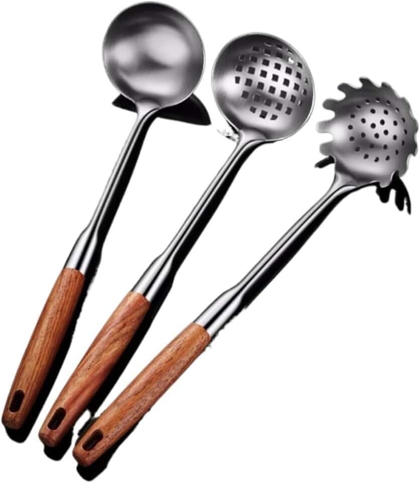 Set of 3 stainless steel cooking spoons
