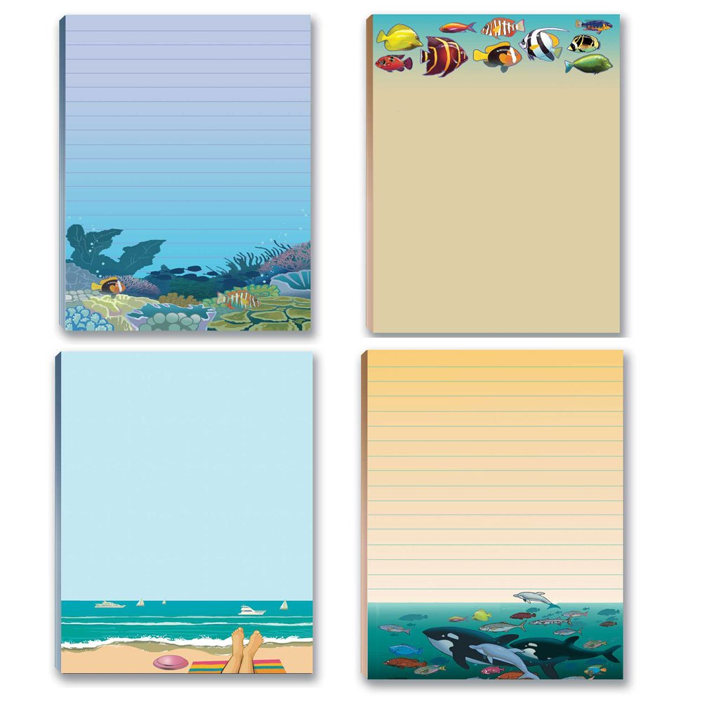 Set of four beach-themed notepads made in the USA