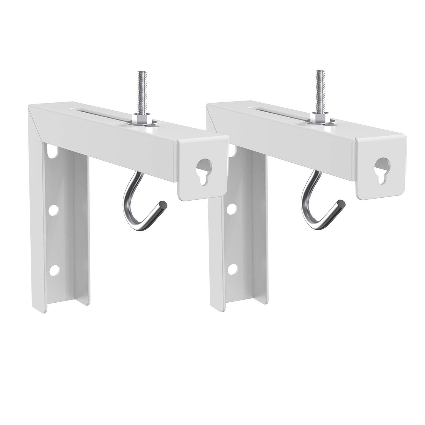 Universal Projector Screen Ceiling Mount, Wall Hanging Mount L-Brackets, 6 inch Adjustable Extension with Hook Kit, Perfect Projector Screen Placement Hold up to 66 lbs (PSM001-W), White