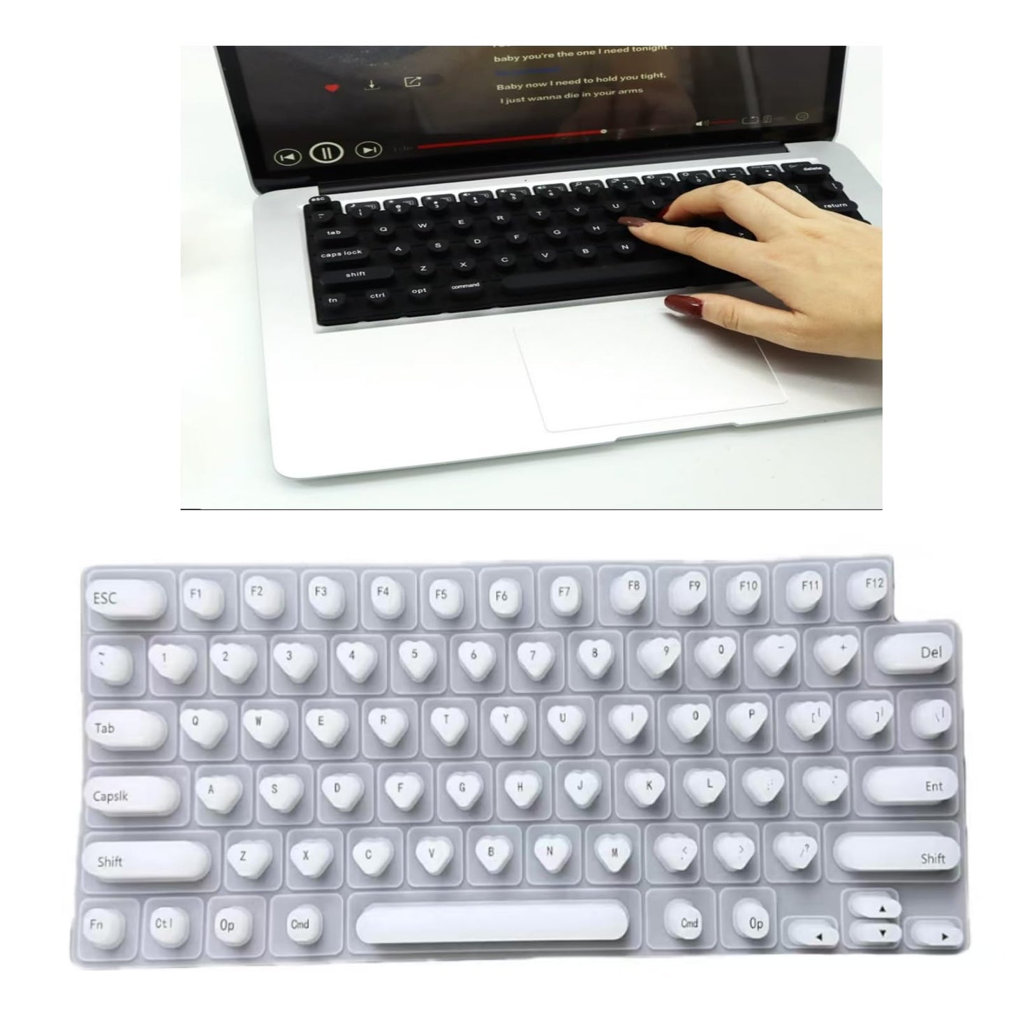 Keyboard Cover for Long Nails, Comfortable Typing, Silicone Protective Cover