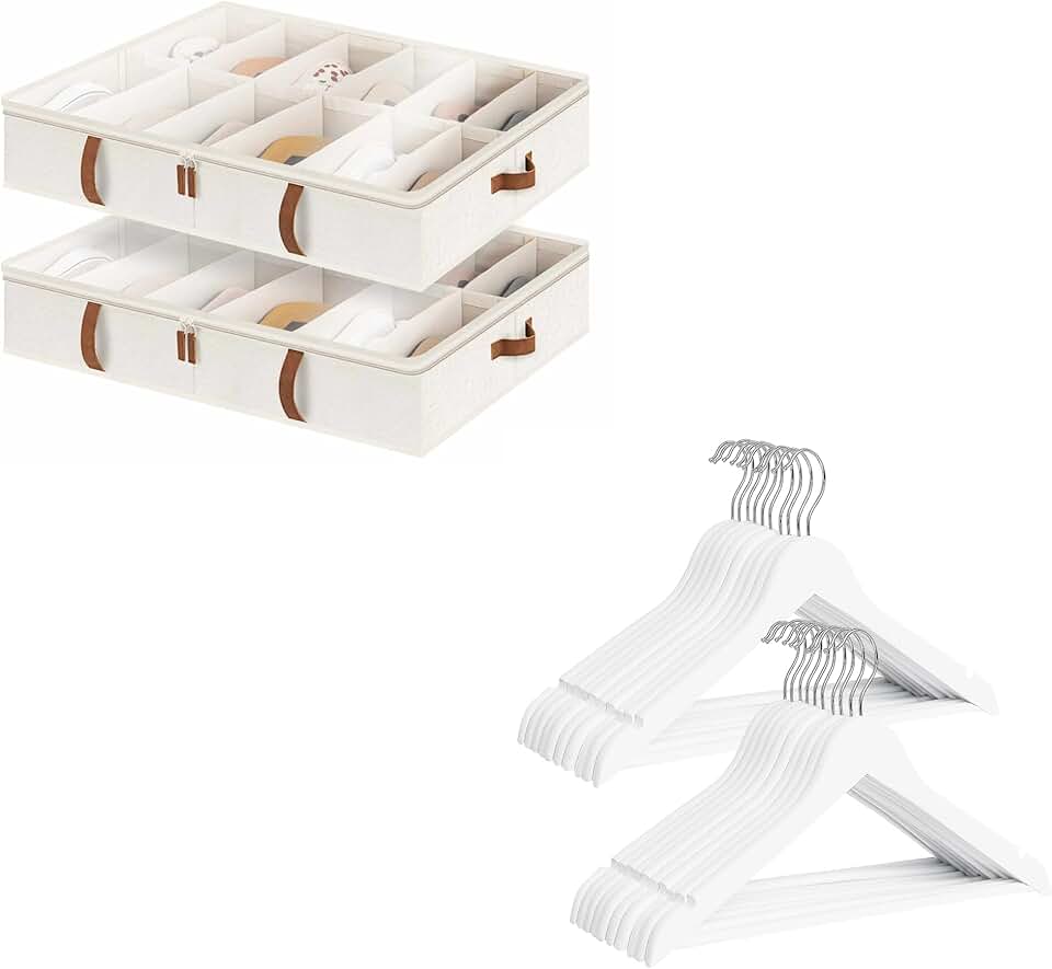 Under Bed Shoe Organizer with Baby Hangers, 20 Pack