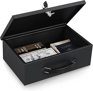 Small Fireproof Lock Box for Documents and Jewelry
