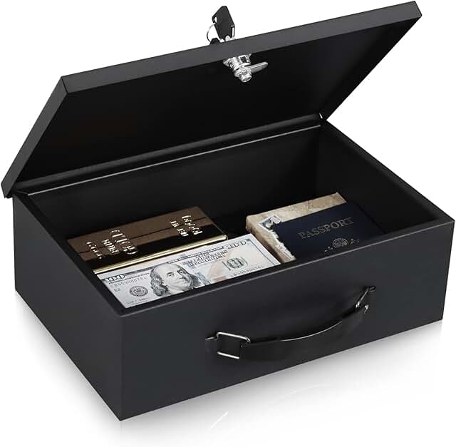 Small Fireproof Lock Box for Documents and Jewelry