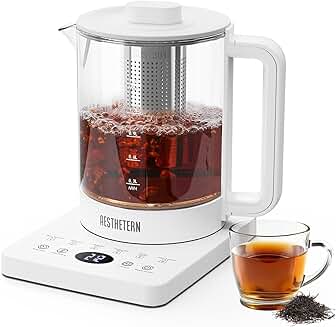 Electric tea kettle with infuser and temperature control