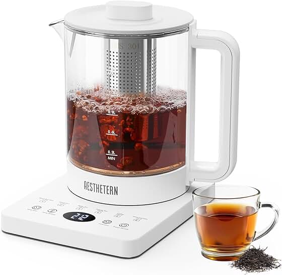 Electric tea kettle with infuser and temperature control