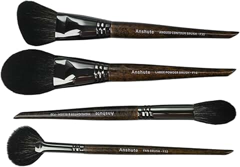 Set of 4 Natural Goat Hair Makeup Brushes