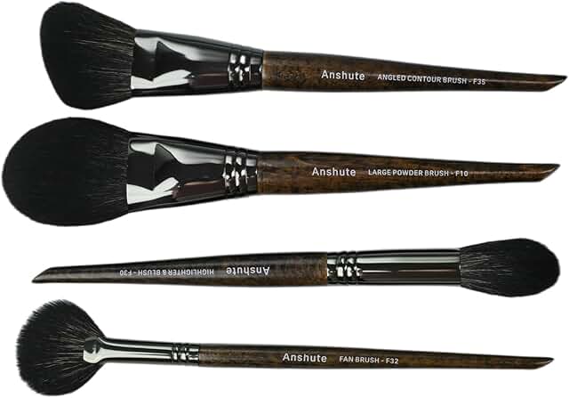 Set of 4 Natural Goat Hair Makeup Brushes