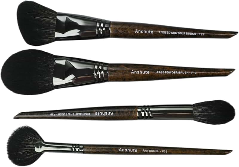 Set of 4 Natural Goat Hair Makeup Brushes
