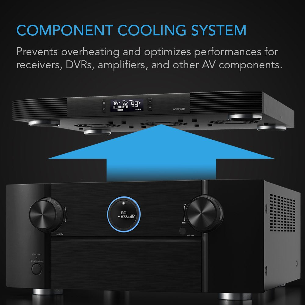 AIRCOM T10, Quiet Cooling Blower Fan System 17" Front-Exhaust, for Receivers, Amps, DVR, AV Cabinet Components