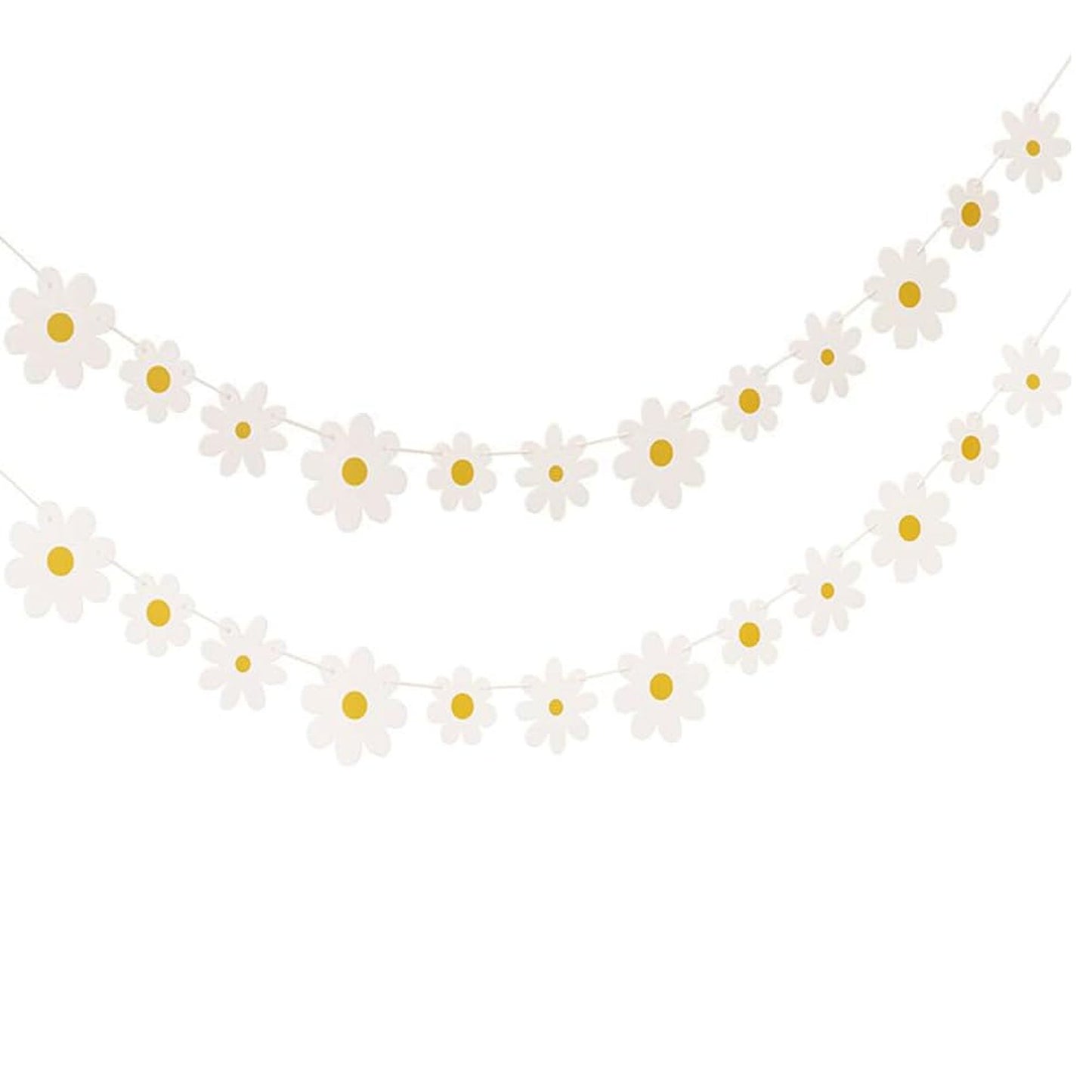 Daisy Party Banner Decorations - 2Pack Birthday Wedding Wall Decor - Festive Floral Bunting for Celebrations - Event Supplies & Decor