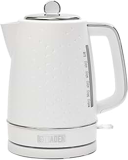 Cordless Electric Kettle, 1.7L, Auto Shut-Off, White & Chrome
