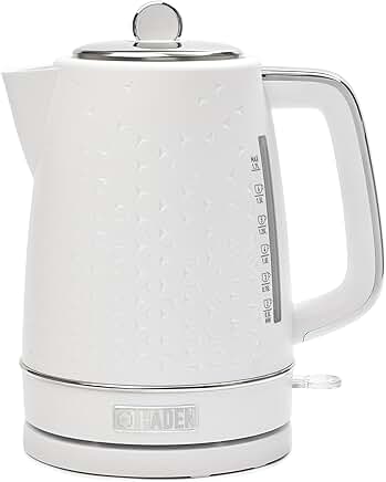 Cordless Electric Kettle, 1.7L, Auto Shut-Off, White & Chrome