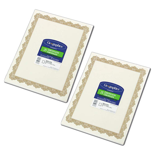 Parchment Paper Certificates with Gold Border, 8.5x11, Pack of 25