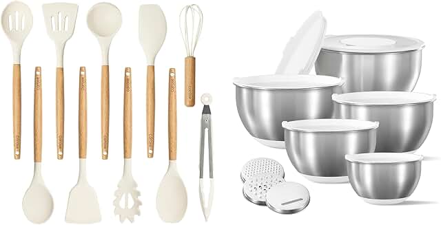 22-Piece Cooking Utensils and Mixing Bowls Set