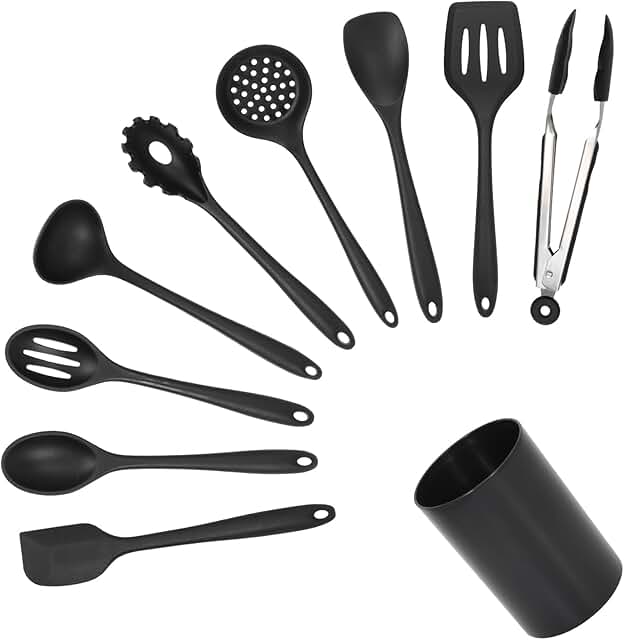 10-Piece Silicone Kitchen Utensil Set for Cooking and Serving
